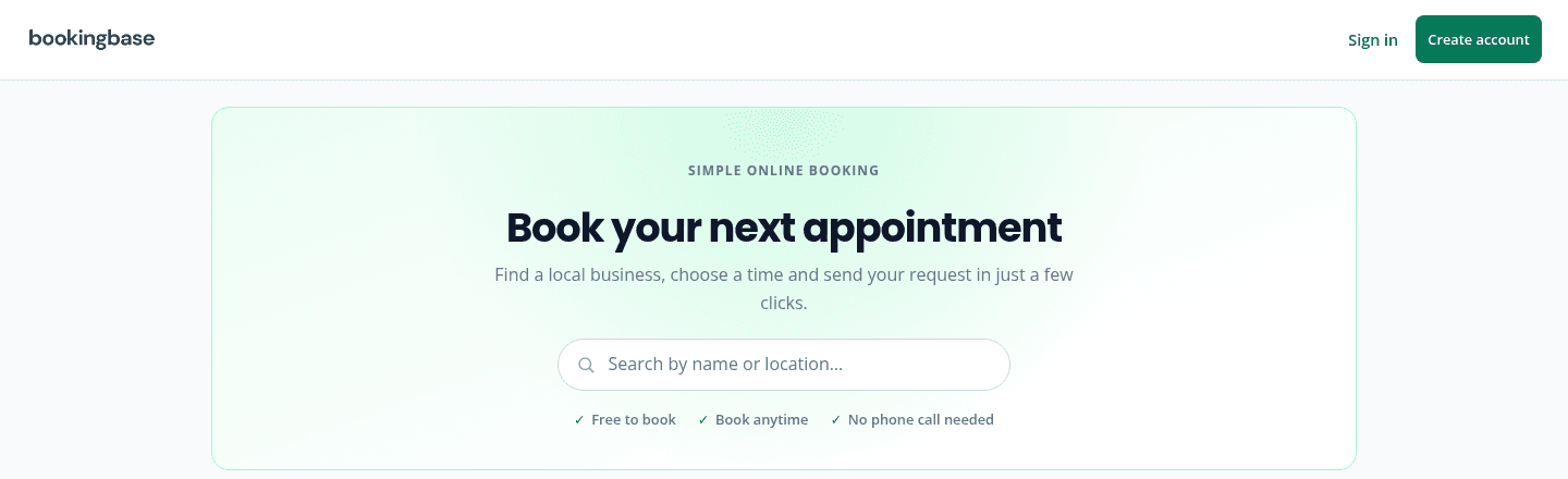 BookingBase, the appointment booking platform built by Regan Gray